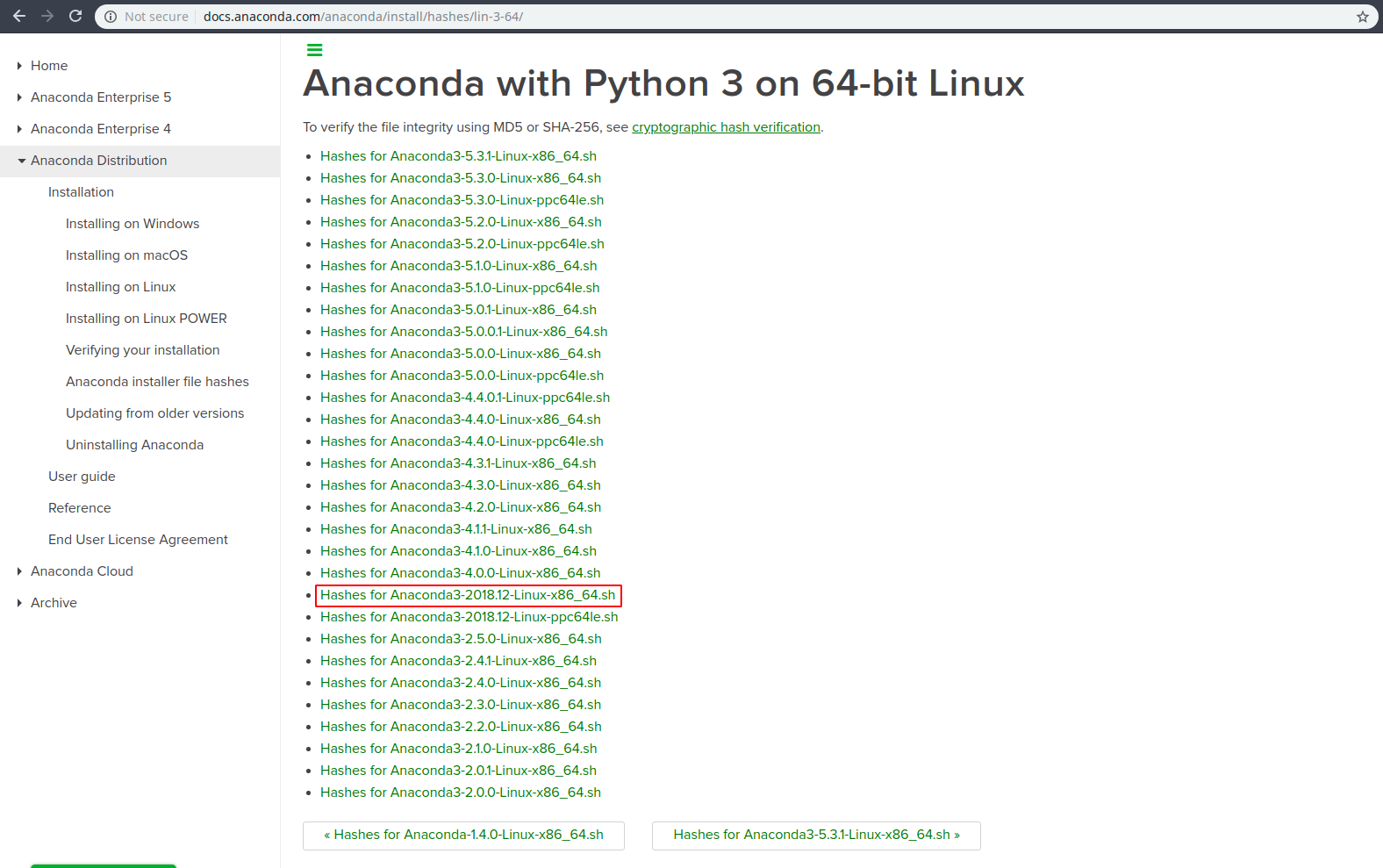 anaconda python versions